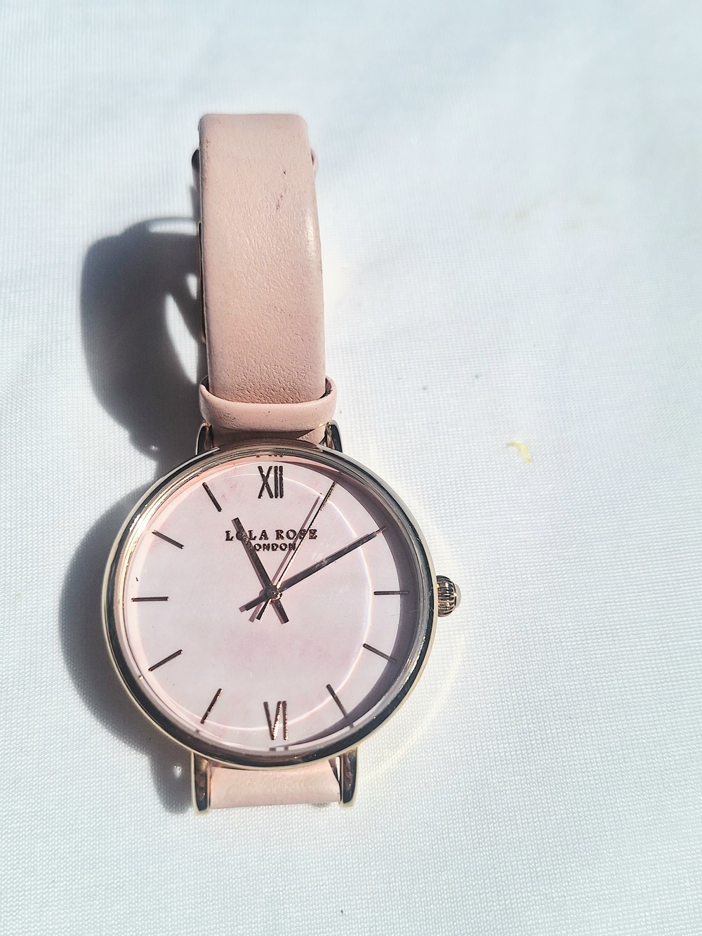 Lola Rose Womens 38mm Pink Marble Rose Gold Tone Leather Band